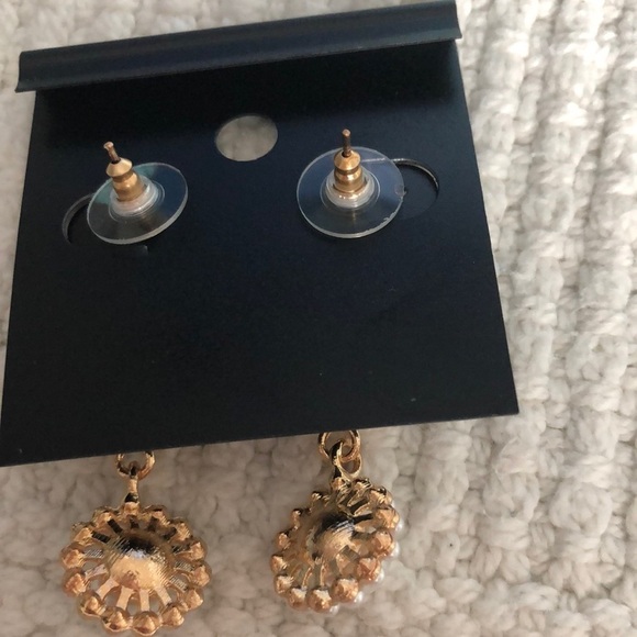 Saks Fifth Avenue Gold and Pearl Drop Earrings - Picture 3 of 3